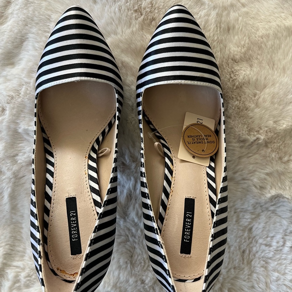 Forever 21 Black and White Striped Women's Heels